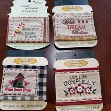 Crossroads Fabric Jar Candle Lot of 4 Primitive Americana New