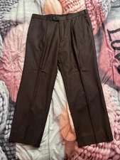 Men 36w Brown Wool Trousers 36/27 Daks London Designer Pants Slacks 44s European