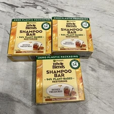 3-Pack Garnier Whole Blends Honey Treasures Plant Based Shampoo Bar, 2 oz