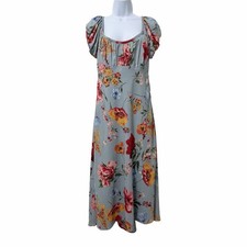 ASTR The Label Floral Empire Waist Midi Dress Size M Pixie Blue Cottagecore