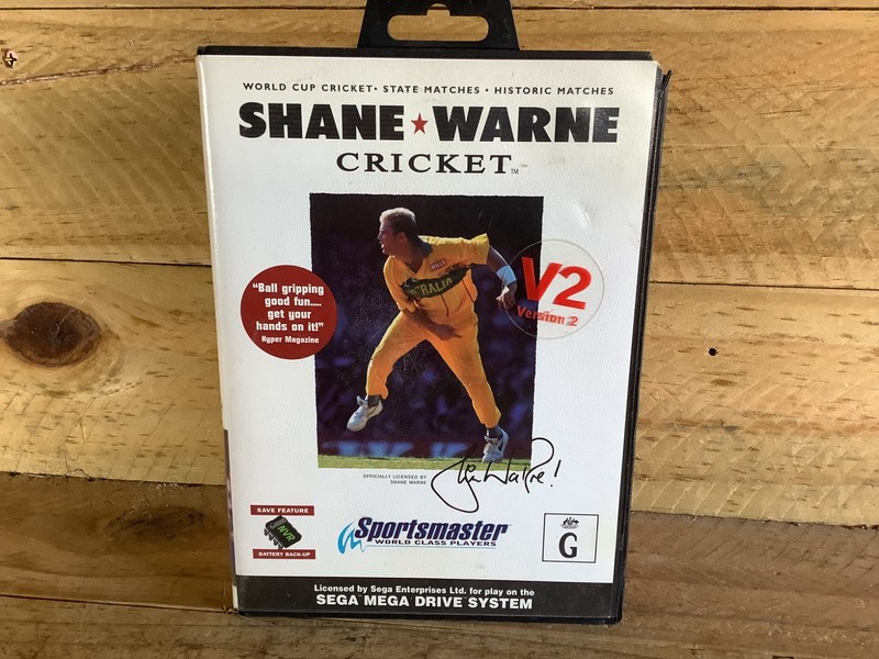 SEGA MEGA DRIVE GAME - SHANE WARNE CRICKET - TESTED & WORKING 16-BIT CARTRIDGE