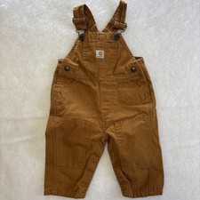 Carhartt Kids Canvas Bib Overalls Sz 6 M Cotton Double Knee Brown