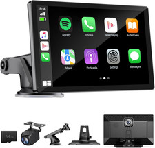 9" Wireless Apple Carplay Screen for Car with 4K Dash Cam, Portable Apple Carpla
