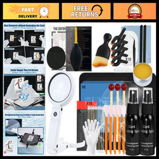 21-in-1 Trading Card Cleaning Kit with LED Magnifier Grading Tool - Restore