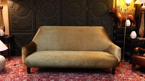 George Smith Club 3 Seater Sofa Footstool Designers Guild Olive Green Rrp£14,000 - Picture 20 of 24