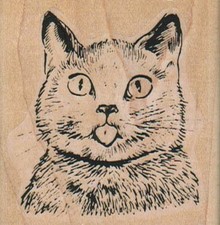 Cat Tongue 2 1/4 x 2 1/4" Rubber Stamp, Animal Stamp, Cat Stamp