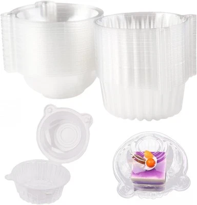 25/50/100 Packs Individual Cupcake Containers Transparents Box Packaging Cute Ca - Image 1 of 4