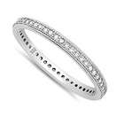 Channel Set Eternity Band 2mm CZ Stackable Bridal Ring Guard .925 Silver Size 9 — photo 3