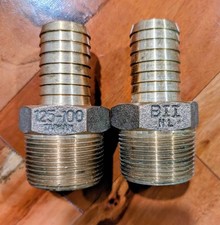 Brass Hose Barb Fitting 1-1/4" to 1" NPT Male 1-1/4 x 1 NPT, Gold 