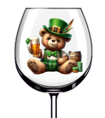 12x St Patricks Day Teddybär Weinglas Flasche Van Vinyl Aufkleber Abziehbilder a10426