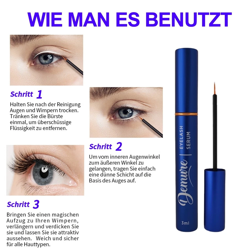 Wimpernserum wachstum Demure Eyelash Serum Hormonfrei, Patentierte Superformel - Bild 3 von 4