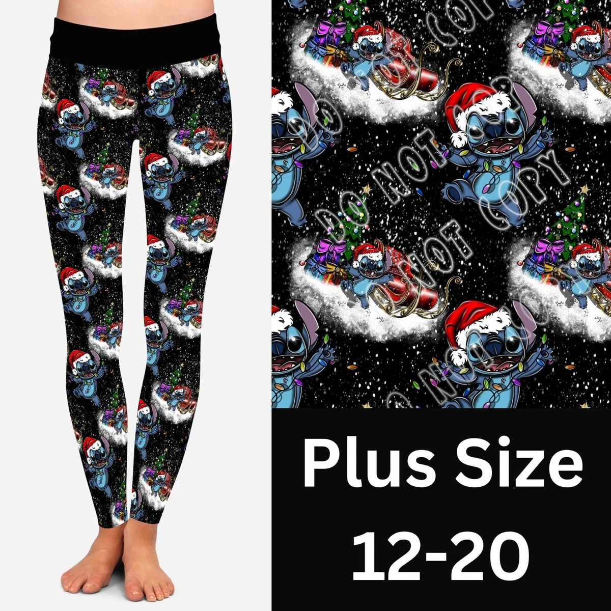 Stitch Christmas Lights Sleigh Presents Women's Leggings TC Plus Size 12-20