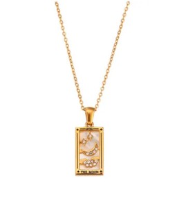 Authentic Gold Plated Tarot Card Pendant Necklace Womens Spiritual Guidance Energy Wisdom
