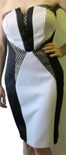 Lipsy London Dress Women's Size 10 Black/White Strapless Date Night Bodycon