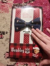 NEW Christmas suspenders and bowtie set winter holiday penguins mens Wembley