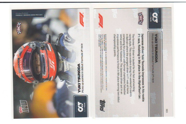 2021 Topps Now F1 #3 Yuki Tsunoda RC