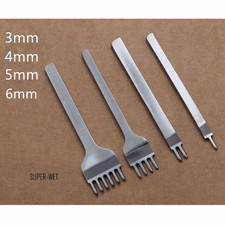 Set of 4 Leather Craft Diamond Chisel Prong Hole Punch Stitching Tool 3/4/5/6mm