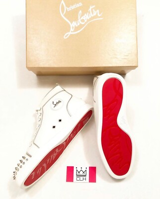 CHRISTIAN LOUBOUTIN LOU ZIPPER SPIKES FLAT CALF SNEAKERS SIZE 41.5