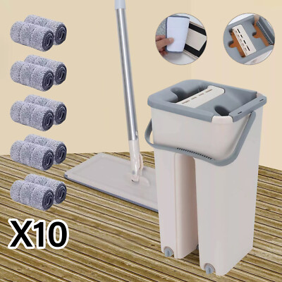Wischmopp set mit eimer mop set putzeimer 10 Mikrofaser Wischpads Enthalten