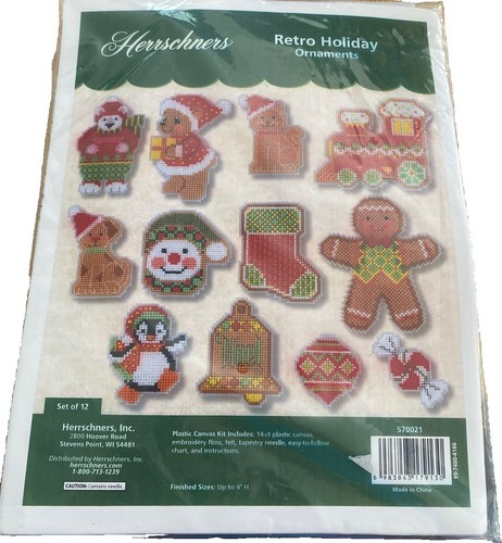 Herrschners Classic Retro holiday 12 Ornaments Counted Cross-Stitch Kit New