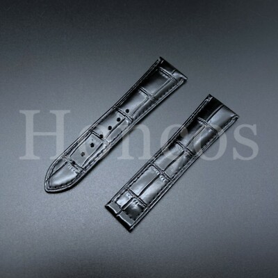 LEATHER STRAP WATCH BAND 20/18MM FITS FOR OMEGA PLANET OCEAN BLACK