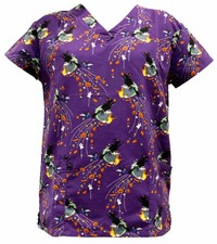 Women Halloween Christmas Medical Nursing Scrub Which Witch Purple Base S