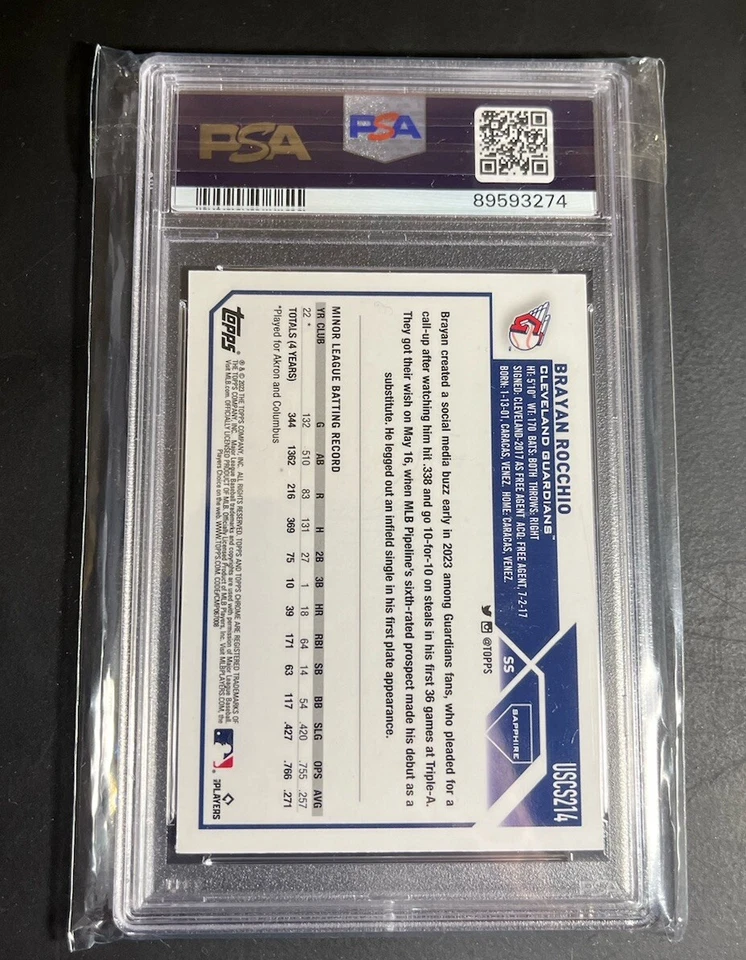 2023 Topps Chrome Update Sapphire BRAYAN ROCCHIO Gold /50 Rookie PSA 9 - Image 2 of 2