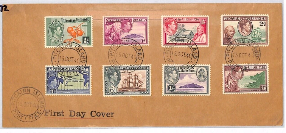 PITCAIRN ISLANDS KGVI FDC 1940 Set *HMS BOUNTY* Pictorial SHIP CACHET Rev MJ72 - Image 2 of 4