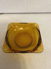 Vintage Duralex Saint Gobain Amber Glass Ashtray - Made in France 4.75"