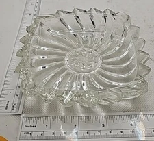 VTG Ashtray Cut clear Swirls Glass Cigar Cigarette 5.5" Heavy