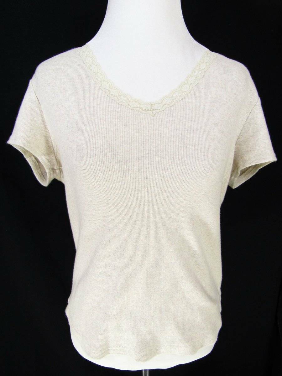 Faded Glory Basic Tee Shirt Stretch Medium Beige … - image 1