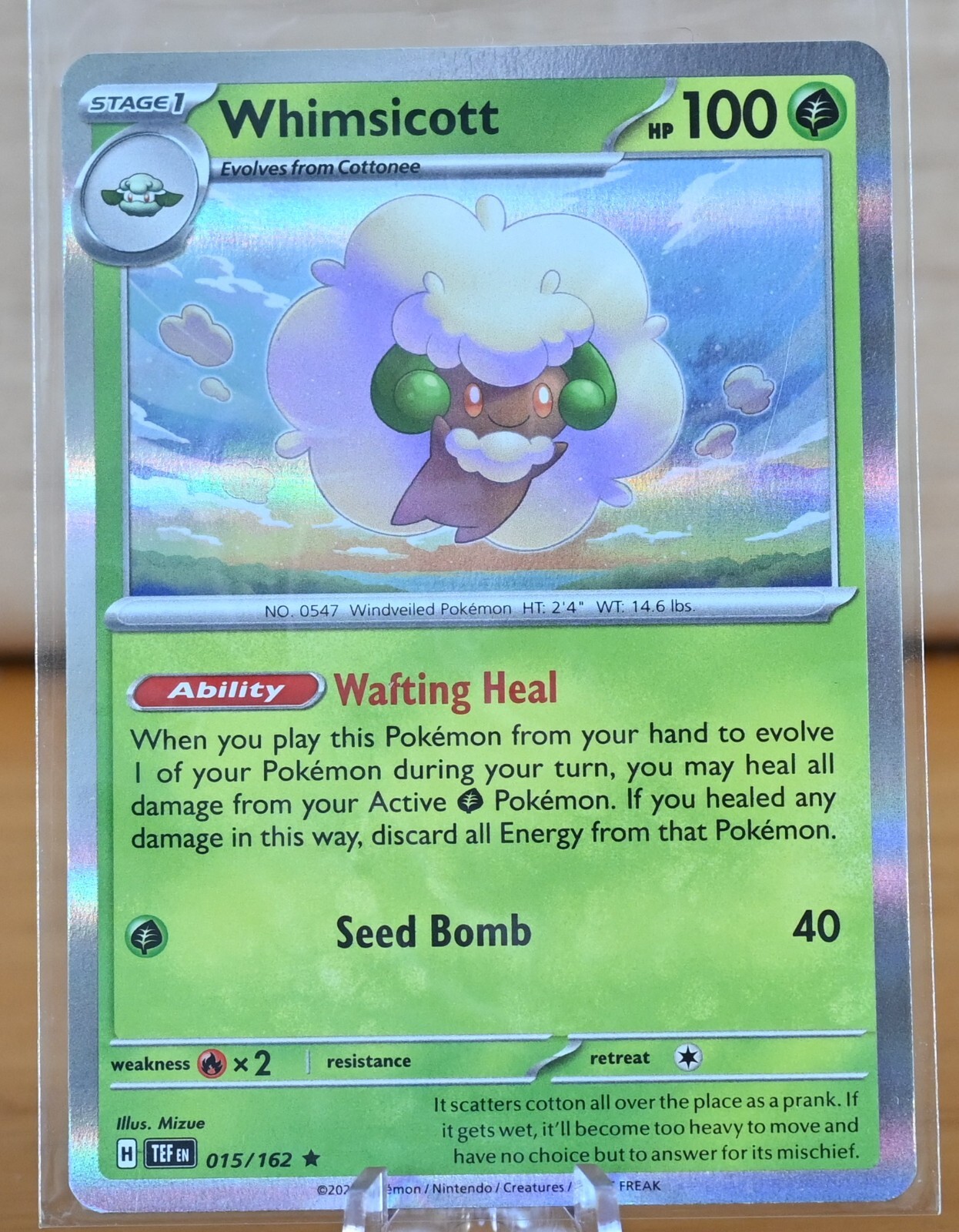 Pokémon TCG: Whimsicott - 15/162 - Holo Rare - Temporal Forces - NM