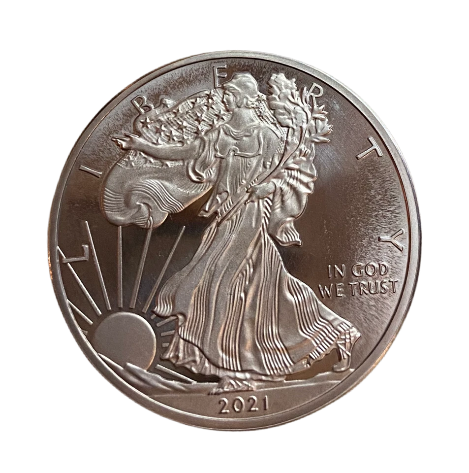 LOTE DE 10 MONEDAS REDONDAS DE TITANIO SÓLIDO .999 Walking Liberty Eagle de 1 onza troy/oz .999 Foto 3 de 4