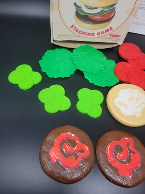 Burger King Whopper 1984 Tomy Stacking Game Pieces Bun Lettuce