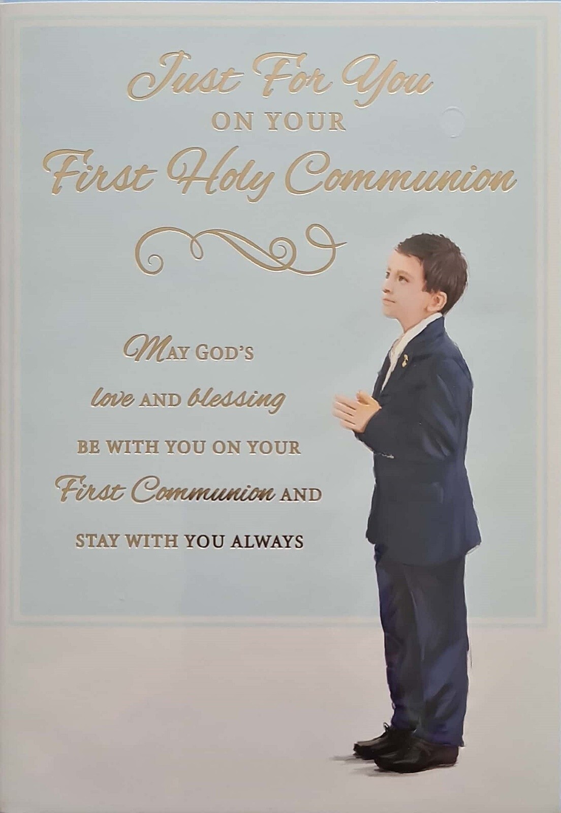 First Holy Communion Card For Him Male Boy Religious Verse With Envelope