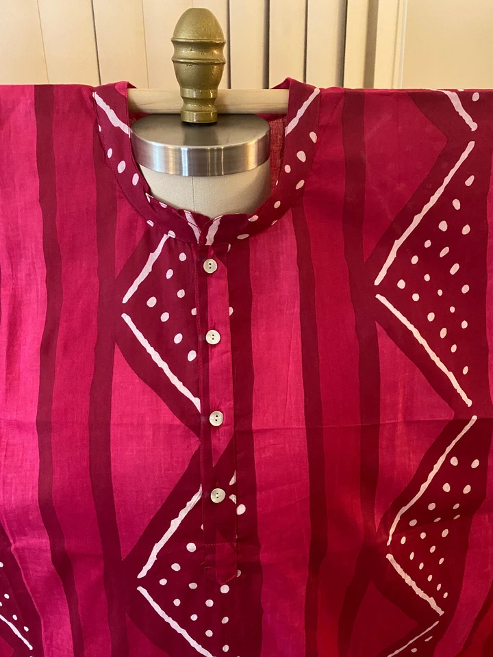 Kaftan Rosa Rojo Blanco Estampado Africano Tribal Para Mujer Hombre Unisex Algodón Naranja Foto 4 de 4