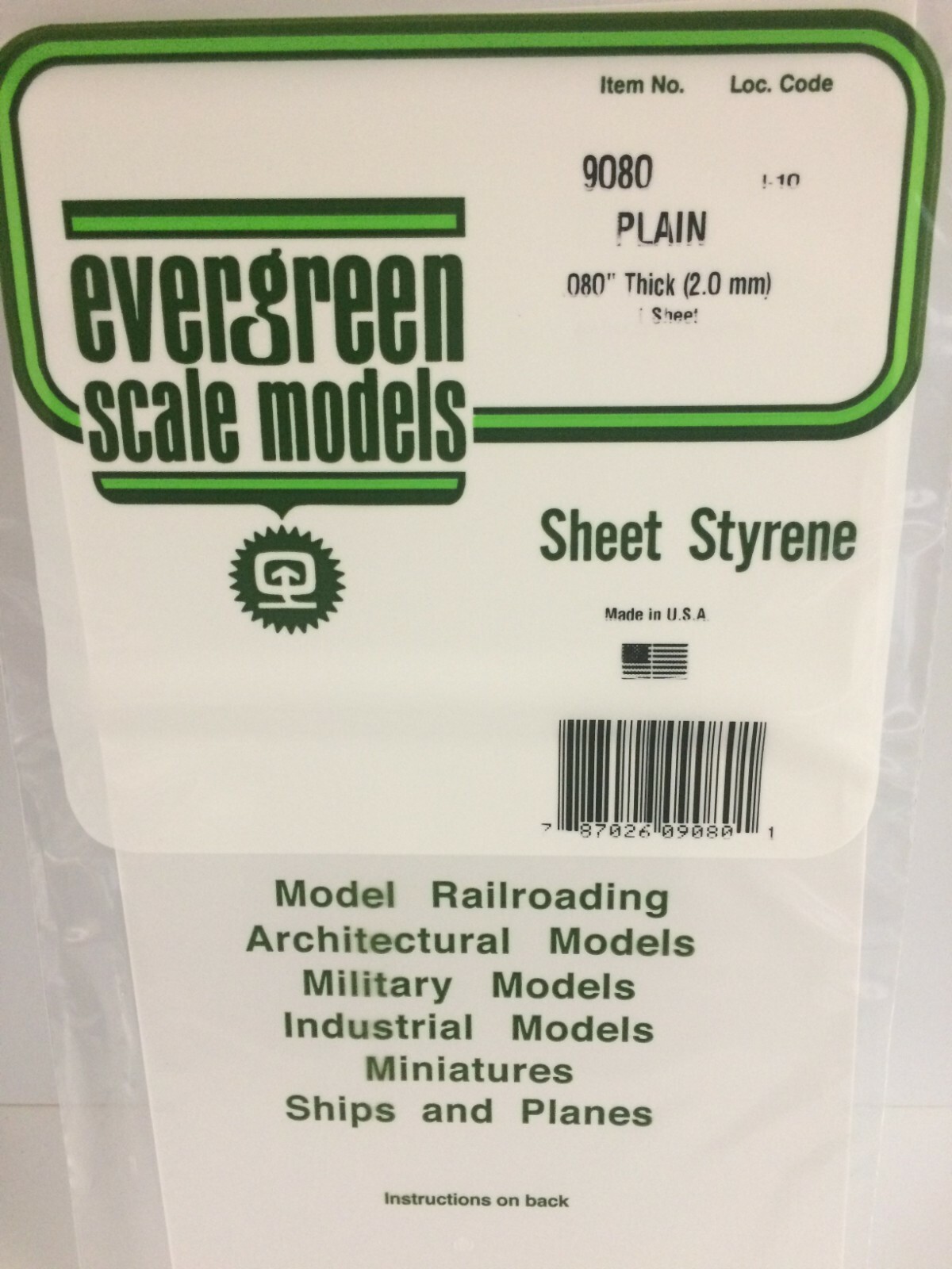 Evergreen EV9080 Polistirene bianco 15x30cm spess. 2mm modellismo