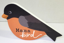 Painted Wood MAMA BIRD Home Decor Figure Robin 7" Made in the USA