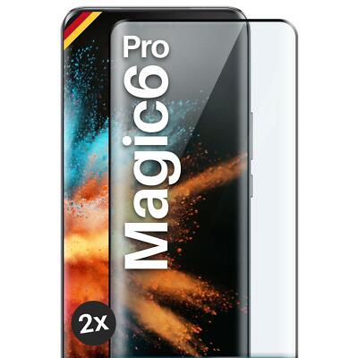 2x Panzerfolie für Honor Magic6 Pro Hart Echt Glas Full Screen Cover Schutzglas