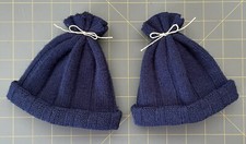 Lot Of 2 Lg NAVY KNIT HATS For SNOWMEN SANTAS BEARS DOLLS  Handcrafted Crafts