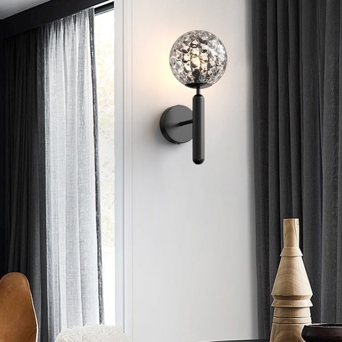LED Wall Light Modern Simple Bedside Wall Lamp Black Glass Shade w/ LED G9 Bulb - Picture 8 of 10