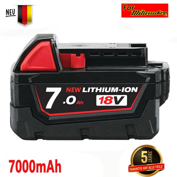 Neu FüR Milwaukee M18 Akku M18B6 18V Xc 7,0 Ah Li-Ion 48-11-1860 48-11-1852-image