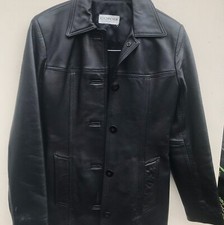 Rrp £200 Beautiful Ladies Black Real Leather Jacket Blazer Uk 8 Xs
