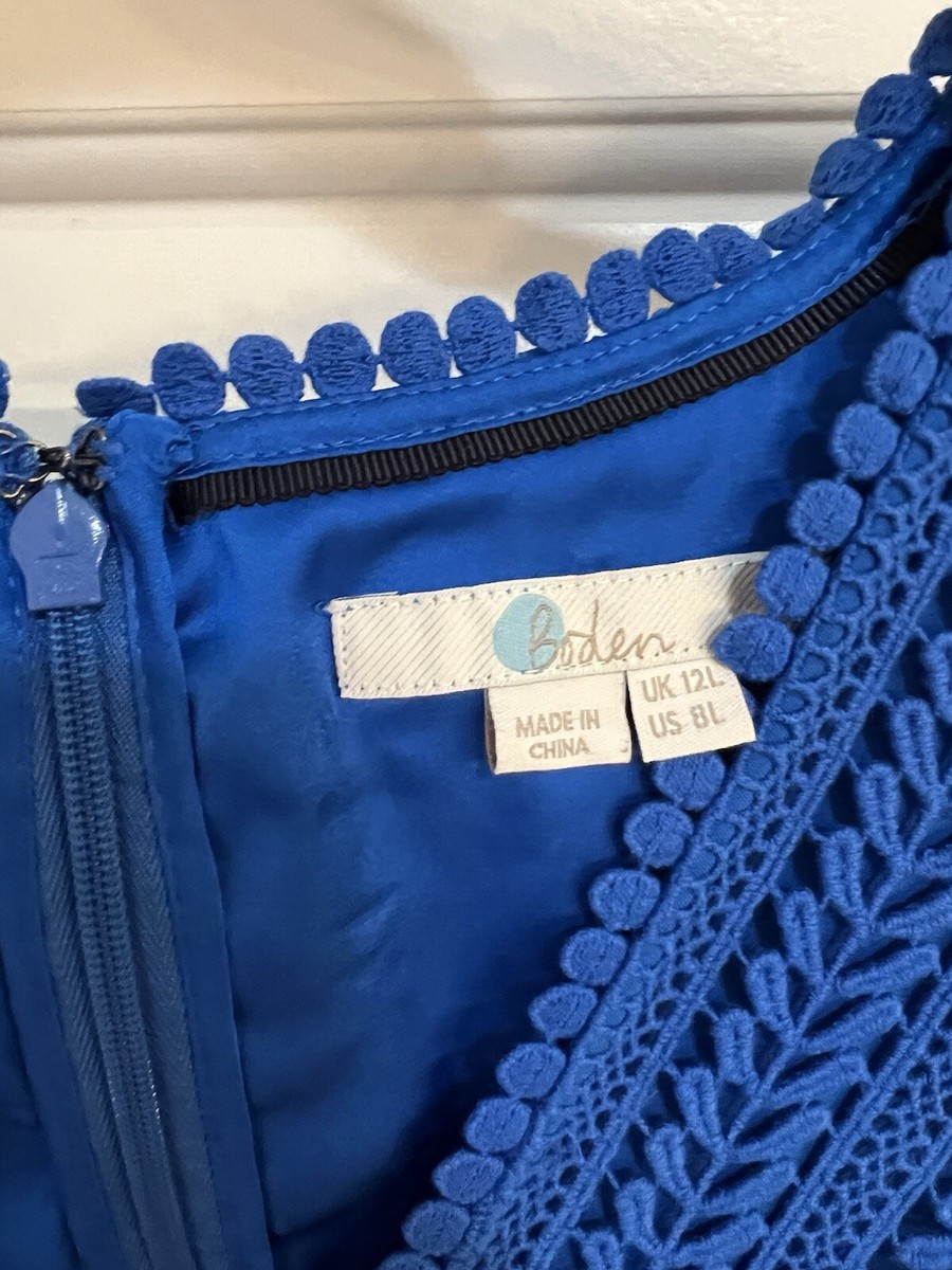 Boden Women Nancy Lace Bold Royal Blue V-neck Dress US 8L | eBay