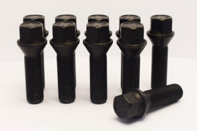 10 x M14 x 1,5, 33 mm Gewinde, Kegelradschrauben (schwarz)