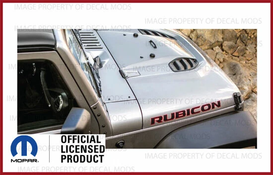 2007 - 2018 Jeep RUBICON Hood Vinyl Decals Graphics Stickers JK Black Red FJ5T1 - Image 2 of 3