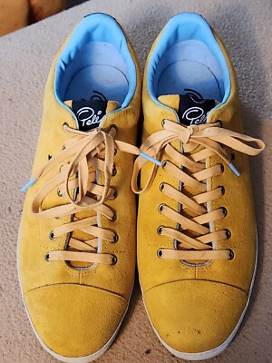 Mens size 11 yellow suede Pele sneakers UK
