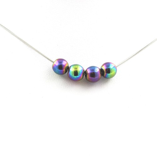 Collier Perles Hématite 8 Mm Avec Chaîne Acier Inoxydable - Neuf Avec étiquettes, Marque A Bijoux