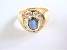 Anello Oro 750 Con Zaffiro E Brillanti, 7,2 G