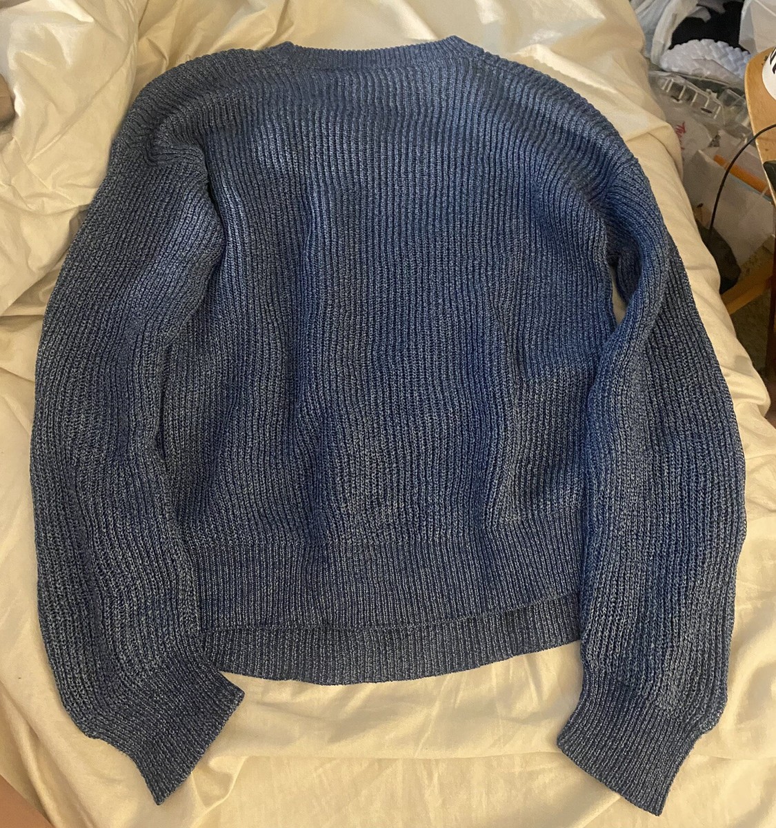 トップス Cristaseya Blue Cashmere Knit XL Cristaseya - Cashmere Carpet Sweater in Blue and White